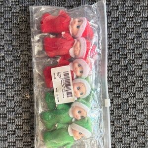 Set of Christmas Elf Dolls in Red and Green